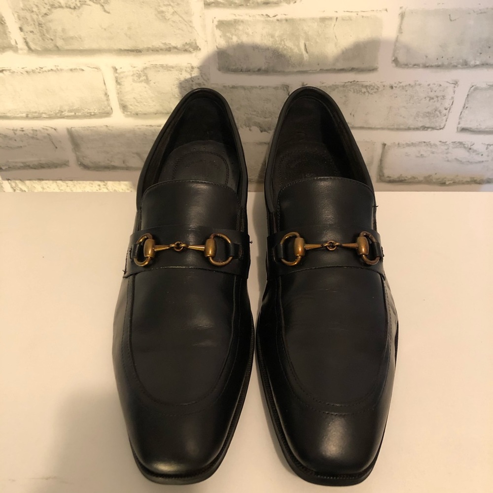 Stacy Adams Black Leather Horse Bit Loafers 10.5